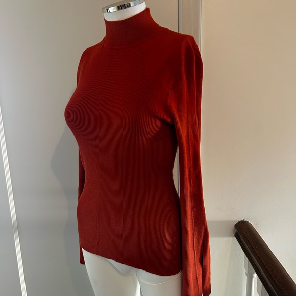 Banana Republic Rust Color Mock-Neck Ribbed Knit Top – Size S - Picture 4 of 5
